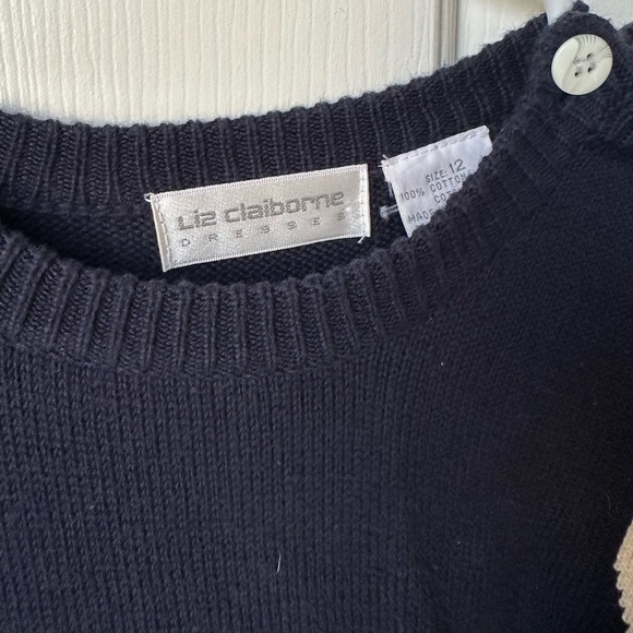 Navy Polka Dot Sweater Dress - Picture 3 of 4